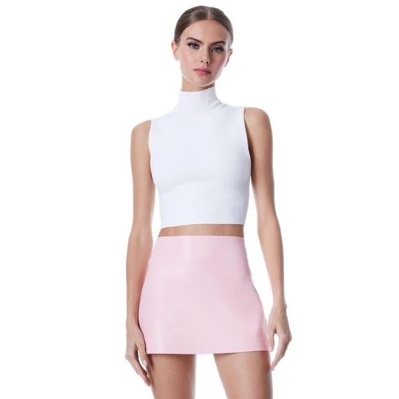 Alice + Olivia Dresses & Skirts - Alice + Olivia Pink Rubi Vegan Leather Low Rise Micro Mini Skirt